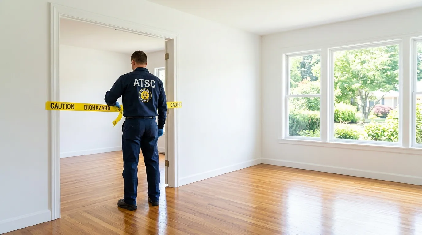 Certified biohazard cleanup crew performing Decomposition Cleanup in Satsuma